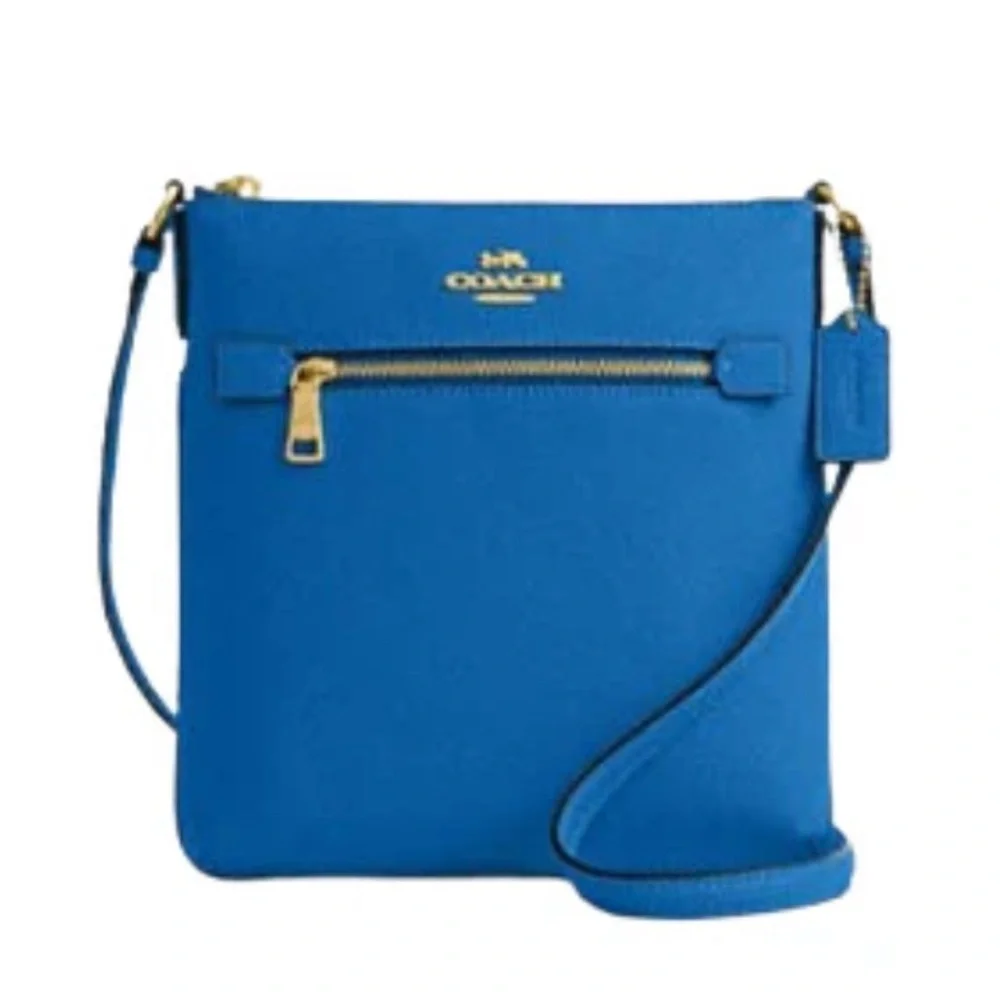Coach Blue Crossbody Bag with Gold Hardware